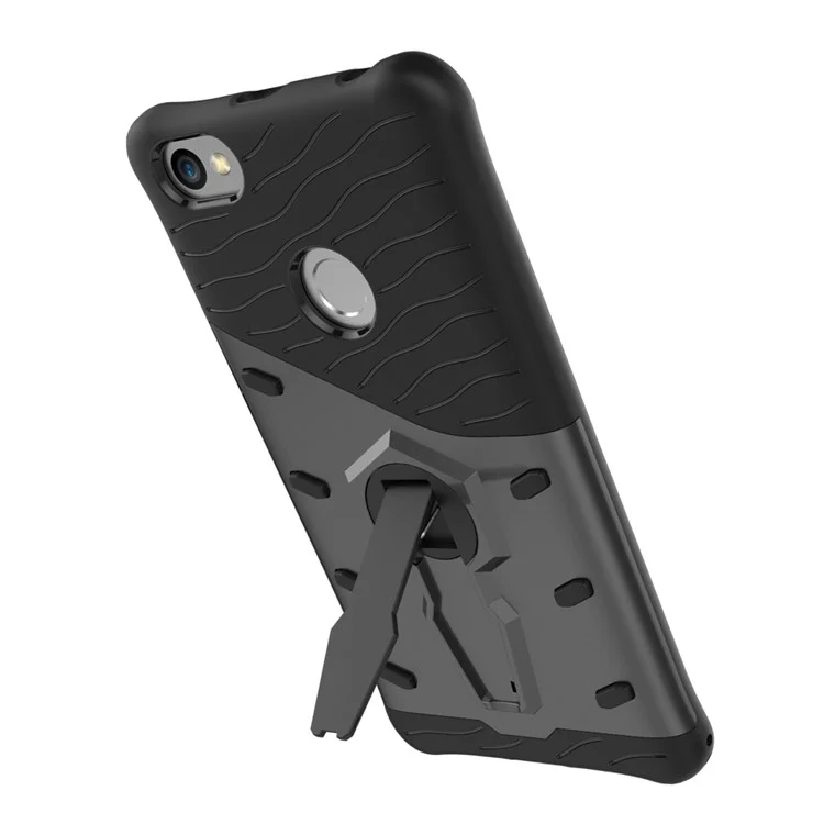 Soft TPU PC Detachable Phone Casing with Rotary Kickstand for Xiaomi Redmi Note 5A Prime / Redmi Y1 - Grey
