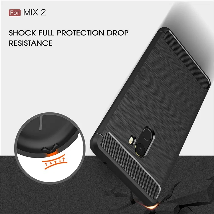 Carbon Fiber Texture Brushed TPU Mobile Phone Case for Xiaomi Mi Mix 2 - Black