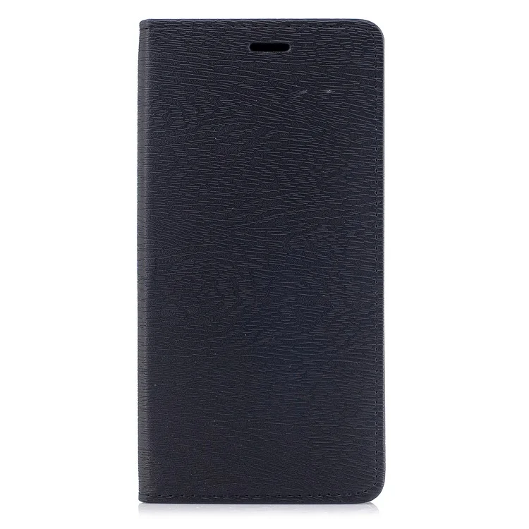 Wood Grain Card Holder Leather Case with Magnetic Adsorption for Xiaomi Mi Max 2 - Black