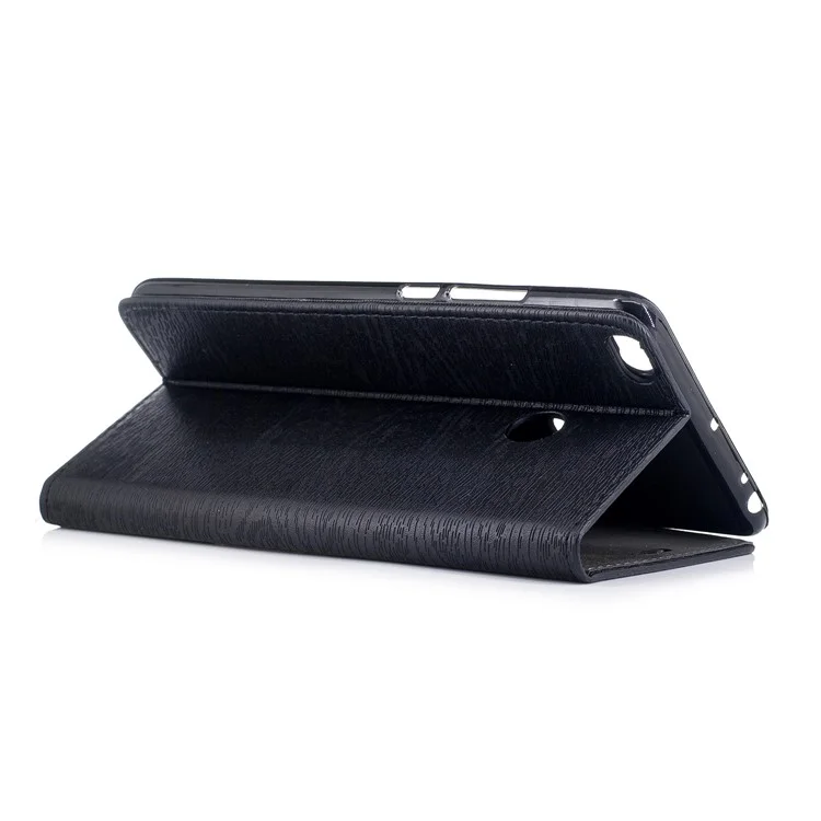 Wood Grain Card Holder Leather Case with Magnetic Adsorption for Xiaomi Mi Max 2 - Black