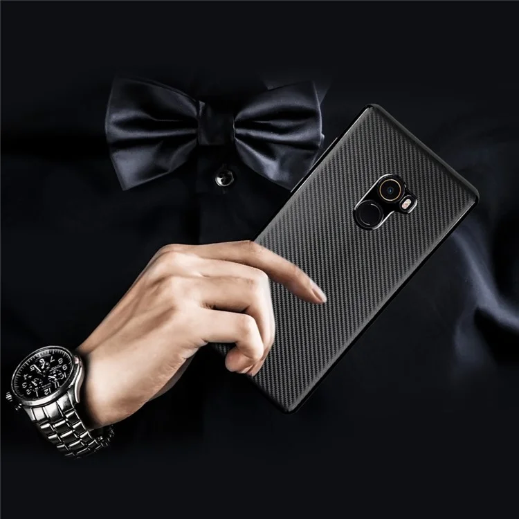 Carbon Fiber Skin Soft TPU Protective Case Accessory for Xiaomi Mi Mix 2 -  Black