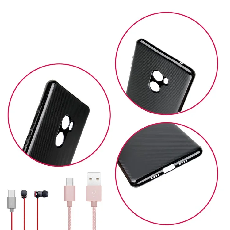 Carbon Fiber Skin Soft TPU Protective Case Accessory for Xiaomi Mi Mix 2 -  Black
