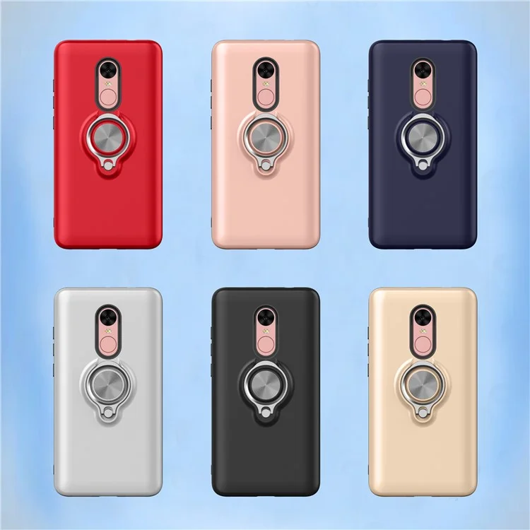 360 Degree Rotary Ring Holder Kickstand PC + TPU Combo Back Mobile Cover for Xiaomi Redmi Note 4X - Silver