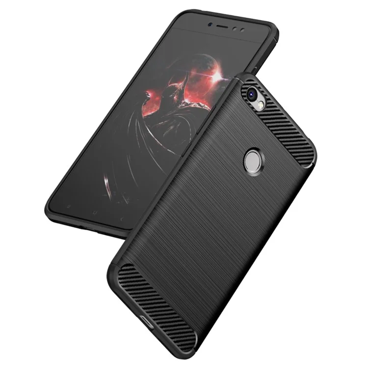 IPAKY Carbon Fibre Brushed TPU Case for Xiaomi Redmi Note 5A Prime / Redmi Y1 - Black