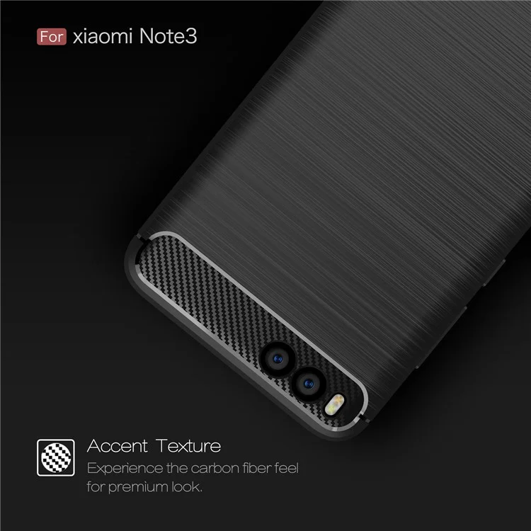 Carbon Fiber Texture Brushed TPU Back Case for Xiaomi Mi Note 3 - Black
