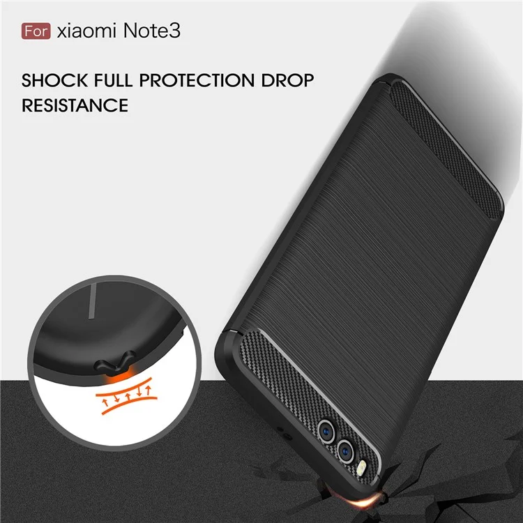 Carbon Fiber Texture Brushed TPU Back Case for Xiaomi Mi Note 3 - Black