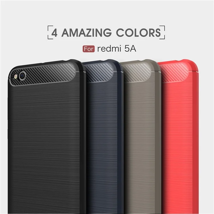 Carbon Fiber Texture Brushed TPU Mobile Phone Case for Xiaomi Redmi 5A - Black
