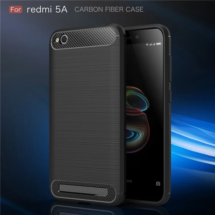 Carbon Fiber Texture Brushed TPU Mobile Phone Case for Xiaomi Redmi 5A - Black