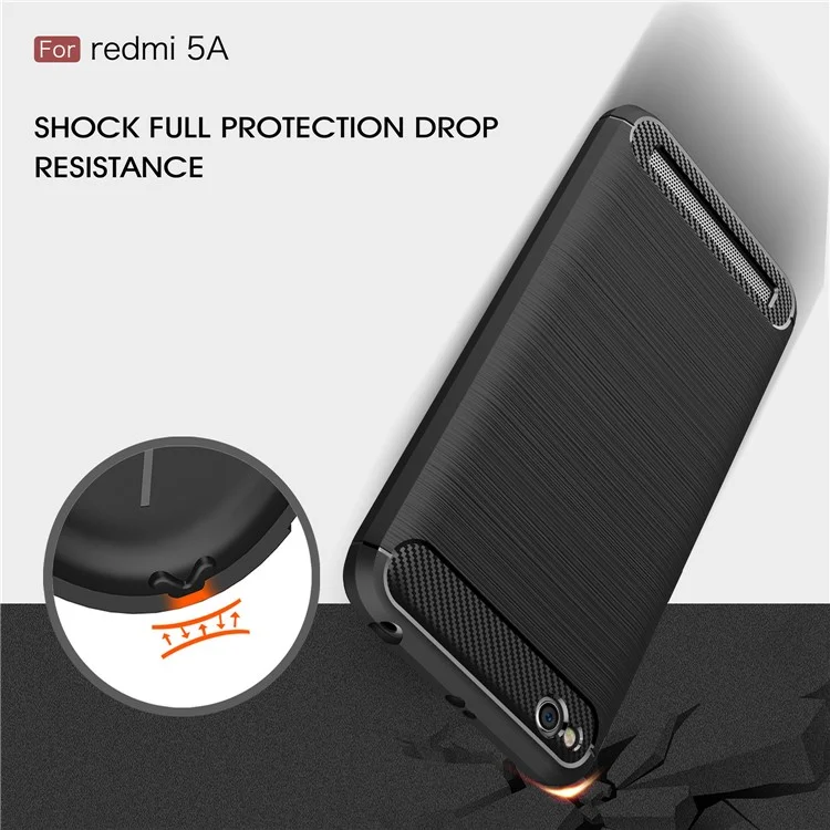 Carbon Fiber Texture Brushed TPU Mobile Phone Case for Xiaomi Redmi 5A - Black