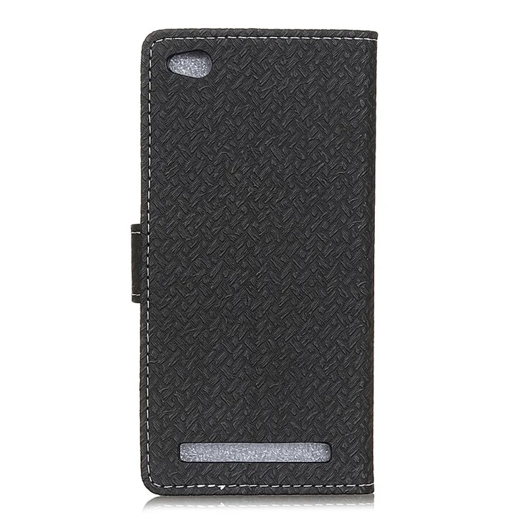 For Xiaomi Redmi 5A Woven Texture Wallet Stand Leather Protective Case - Black