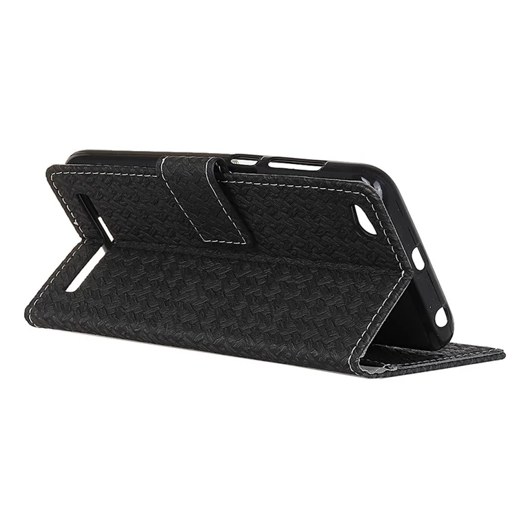 For Xiaomi Redmi 5A Woven Texture Wallet Stand Leather Protective Case - Black