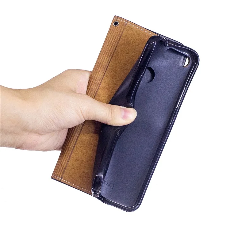 Graceful Series Stitching Leather Wallet Mobile Phone Case for Xiaomi Mi A1 / 5X - Black