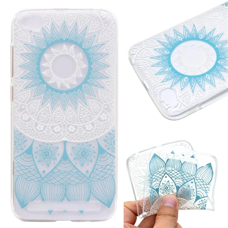 Ultra-thin Patterned Soft TPU Back Phone Protection Case for Xiaomi Redmi 5A - Blue Mandala