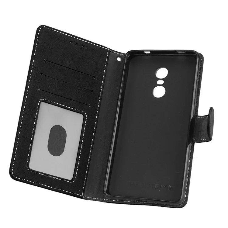 Matte Surface PU Leather Protection Magnetic Wallet Case for Xiaomi Redmi Note 4X - Black