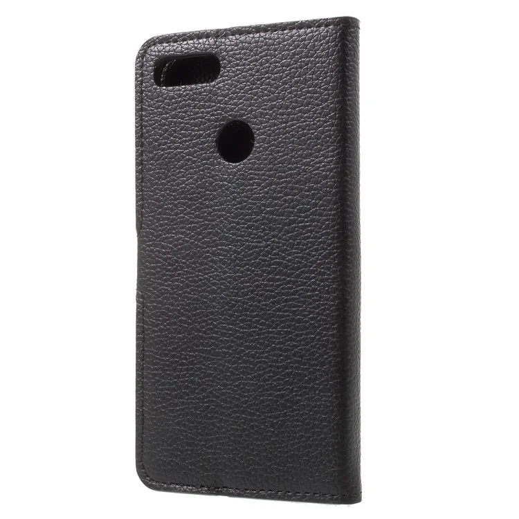 Lychee Skin Wallet Leather Stand Cover for Xiaomi Mi A1 / 5X - Black