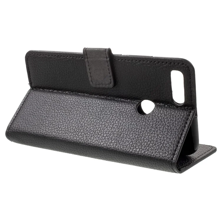 Lychee Skin Wallet Leather Stand Cover for Xiaomi Mi A1 / 5X - Black