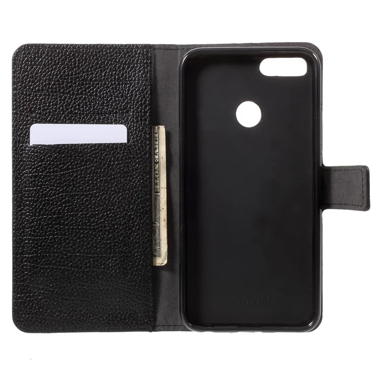Lychee Skin Wallet Leather Stand Cover for Xiaomi Mi A1 / 5X - Black