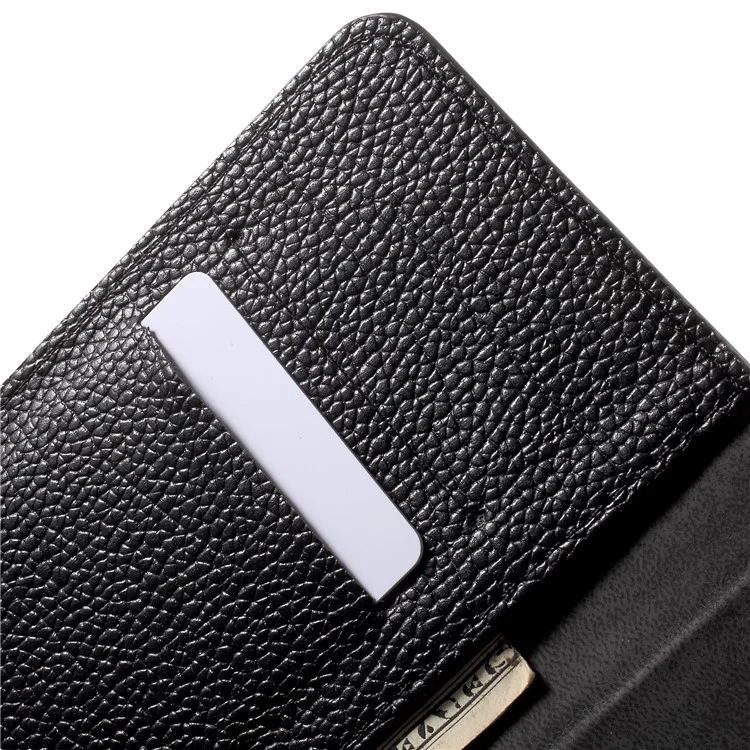 Lychee Skin Wallet Leather Stand Cover for Xiaomi Mi A1 / 5X - Black