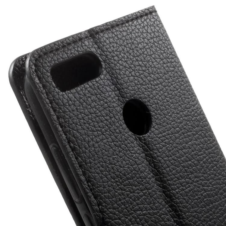 Lychee Skin Wallet Leather Stand Cover for Xiaomi Mi A1 / 5X - Black