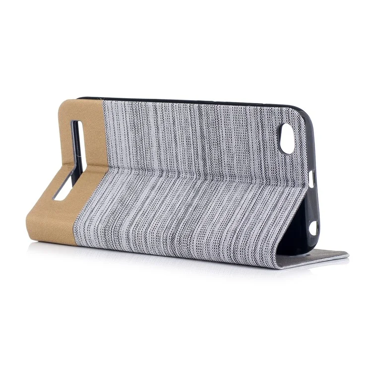 For Xiaomi Redmi 5A Canvas Stand Leather Card Holder Phone Protective Casing - Dark Grey