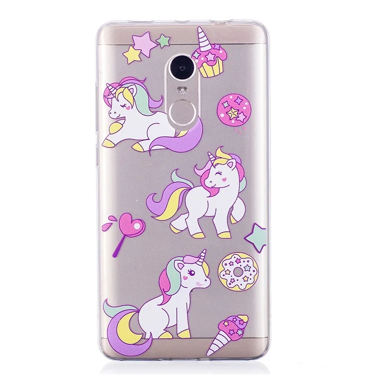 Pattern Printing Embossed TPU Case for Xiaomi Redmi Note 4X / Note 4 - Doughnut and Unicorn