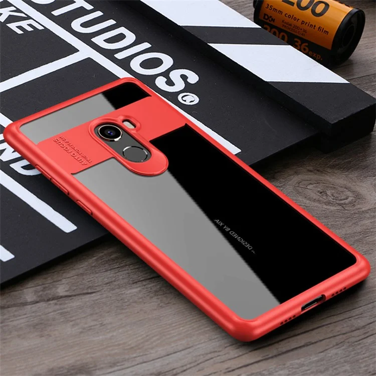 IPAKY Hybrid TPU Frame + Clear Acrylic Phone Shell for Xiaomi Mi Mix 2 - Red
