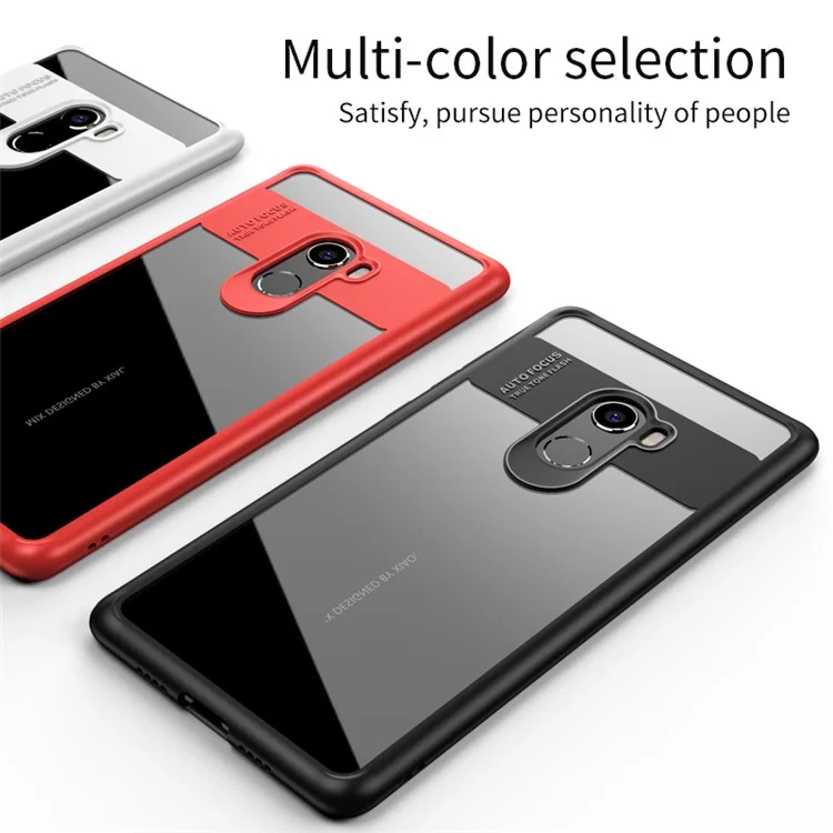 IPAKY Hybrid TPU Frame + Clear Acrylic Phone Shell for Xiaomi Mi Mix 2 - Red