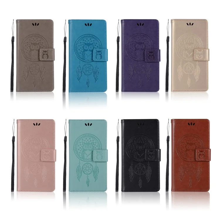 Imprint Dream Catcher Owl Magnetic Wallet PU Leather Stand Mobile Phone Case for Xiaomi Redmi Note 5A Prime / Redmi Y1 - Black