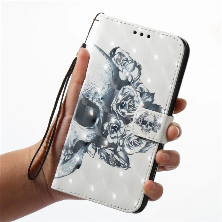 Pattern Printing Light Spot Decor Leather Stand Protective Phone Shell for Xiaomi Redmi 4a - Rose Skull