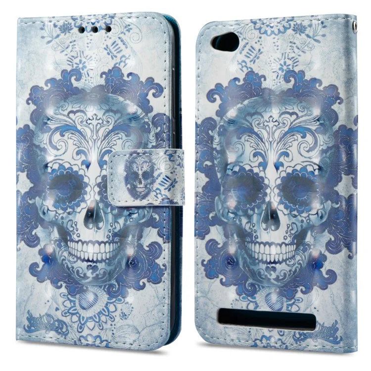 Vivid Pattern Wallet Leather Phone Cover for Xiaomi Redmi 5A - Skull