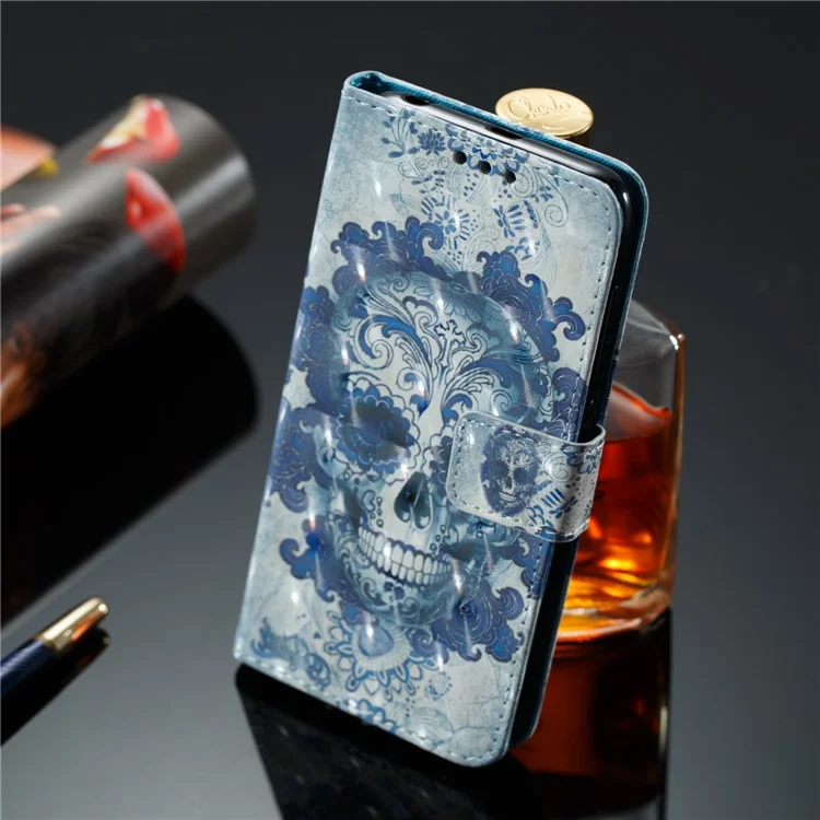 Vivid Pattern Wallet Leather Phone Cover for Xiaomi Redmi 5A - Skull