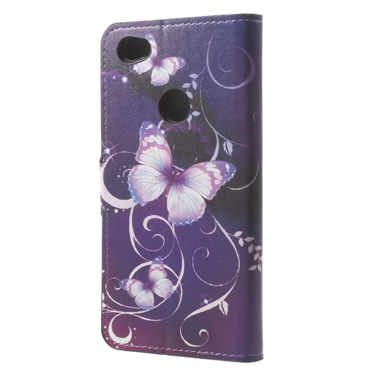 Pattern Printing Leather Wallet Case for Xiaomi Redmi Note 5A Prime / Y1 (India) - Purple Butterflies