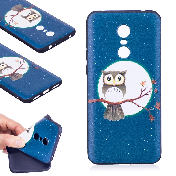 Soft Embossed Pattern Printing TPU Protective Case for Xiaomi Redmi Note 5 (12MP Rear Camera) / Redmi 5 Plus (China) - Owl on Branch