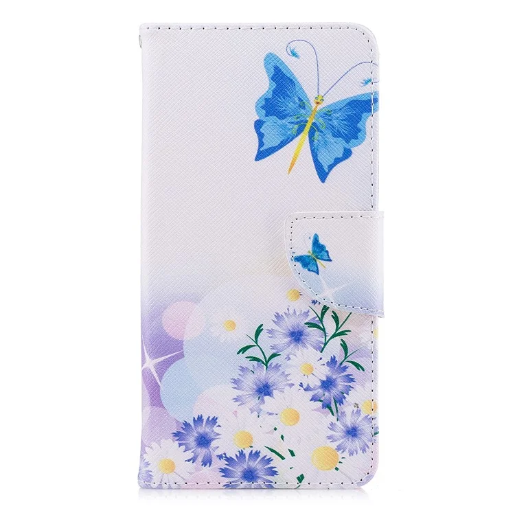 Pattern Printing PU Leather Magnetic Wallet Stand Case for Xiaomi Redmi 5 - Butterfly and Daisy
