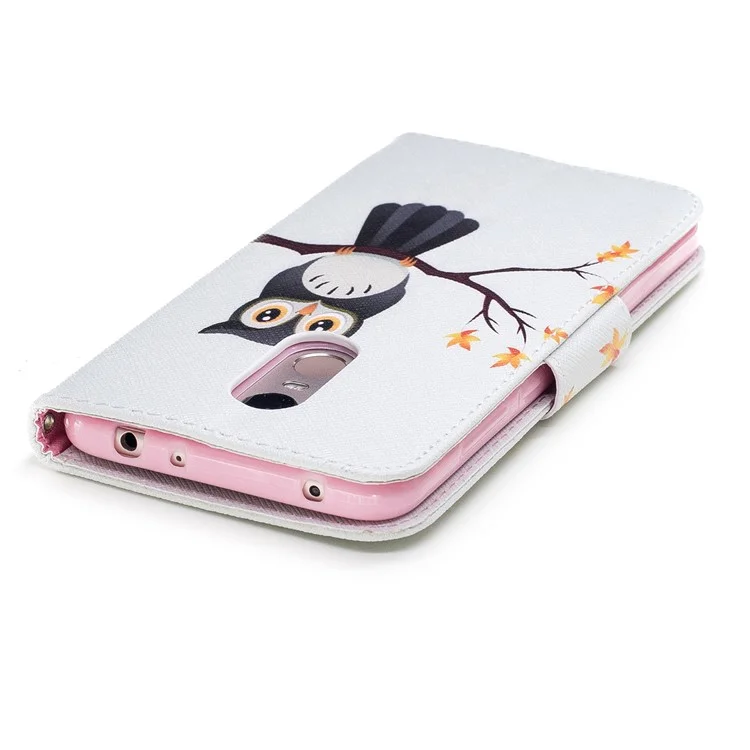 Pattern Printing Wallet Stand Leather Cover for Xiaomi Redmi Note 5 (12MP Rear Camera) / Redmi 5 Plus (China) - An Owl Standing on Branch