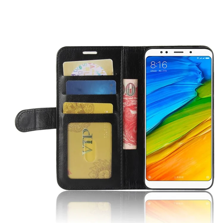 Crazy Horse PU Leather Protective Phone Case for Xiaomi Redmi Note 5 (12MP Rear Camera) / Redmi 5 Plus (China) - Black