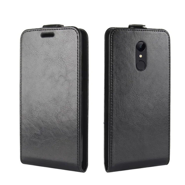 Crazy Horse Vertical Flip PU Leather Case with Card Holder for Xiaomi Redmi 5 - Black