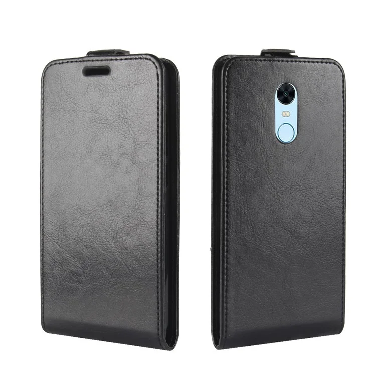 Crazy Horse Vertical Leather Card Holder Case for Xiaomi Redmi Note 5 (12MP Rear Camera) / Redmi 5 Plus (China) - Black