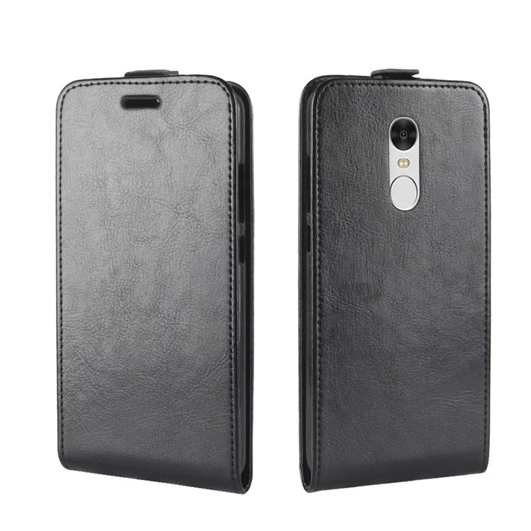 Crazy Horse Vertical Leather Card Holder Case for Xiaomi Redmi Note 4 - Black