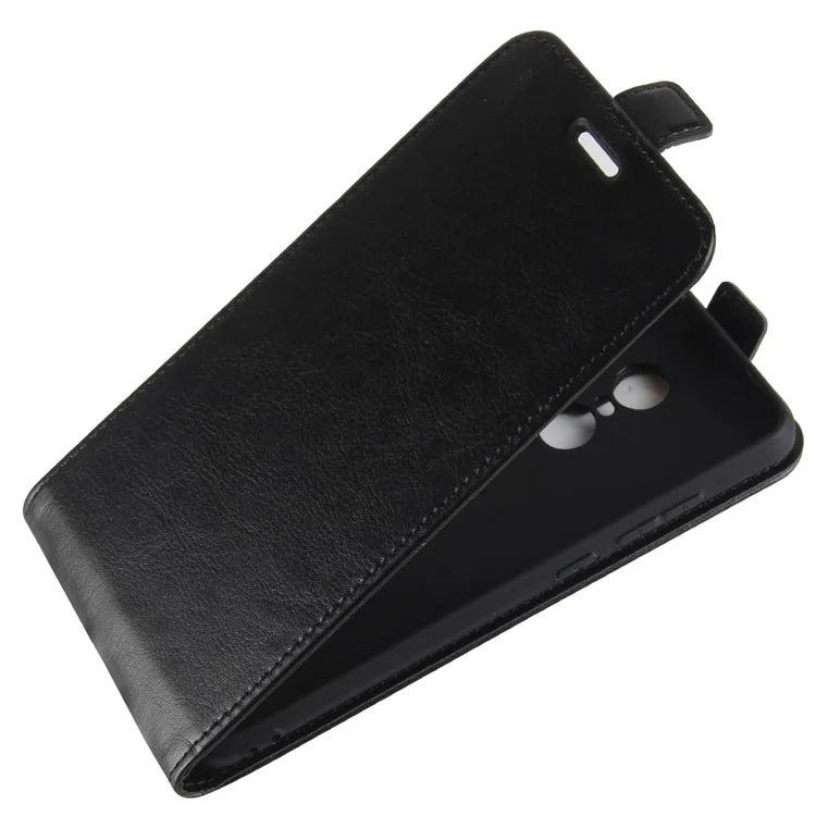 Crazy Horse Vertical Leather Card Holder Case for Xiaomi Redmi Note 4X - Black
