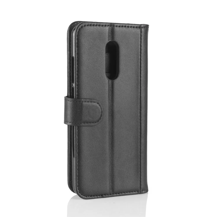 Genuine Split Leather Wallet Stand Case for Xiaomi Redmi 5 - Black