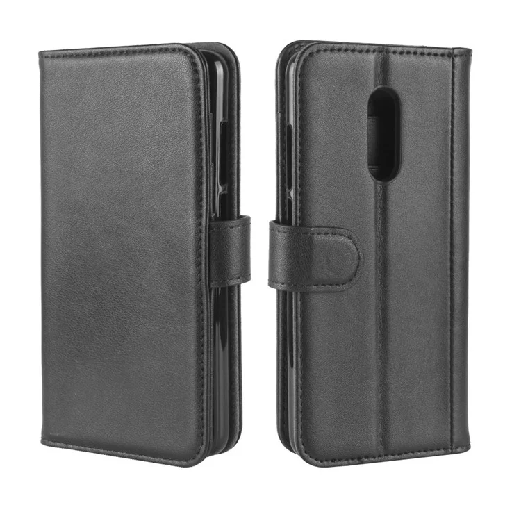 Genuine Split Leather Wallet Stand Case for Xiaomi Redmi 5 - Black