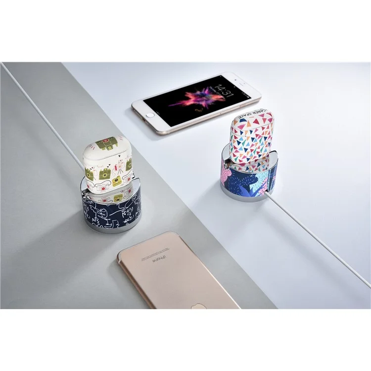 ICARER Space Pattern Printing Metal Charging Stand Holder for iPhone X/8/8 Plus, Apple AirPods etc. - Cactus