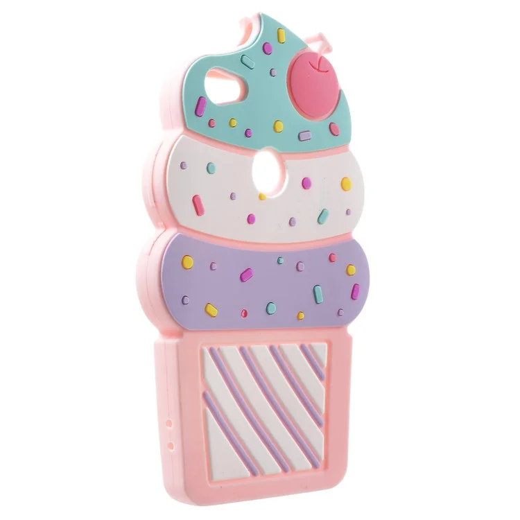 3D Cherry Ice Cream Soft Silicone Back Case for Xiaomi Redmi Note 5A Prime / Y1 (India) - Pink