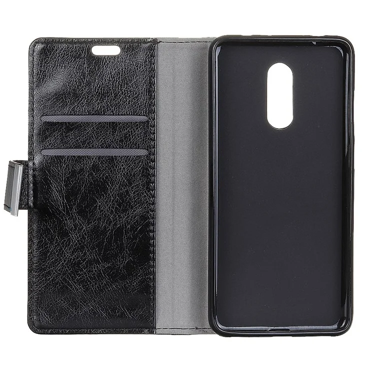 Textured Leather Wallet Case for Xiaomi Redmi 5 - Black