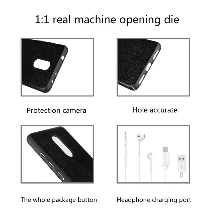 Litchi Grain PU Leather Coated PC Hard Case for Xiaomi Redmi Note 5 (12MP Rear Camera) / Redmi 5 Plus (China) - Black