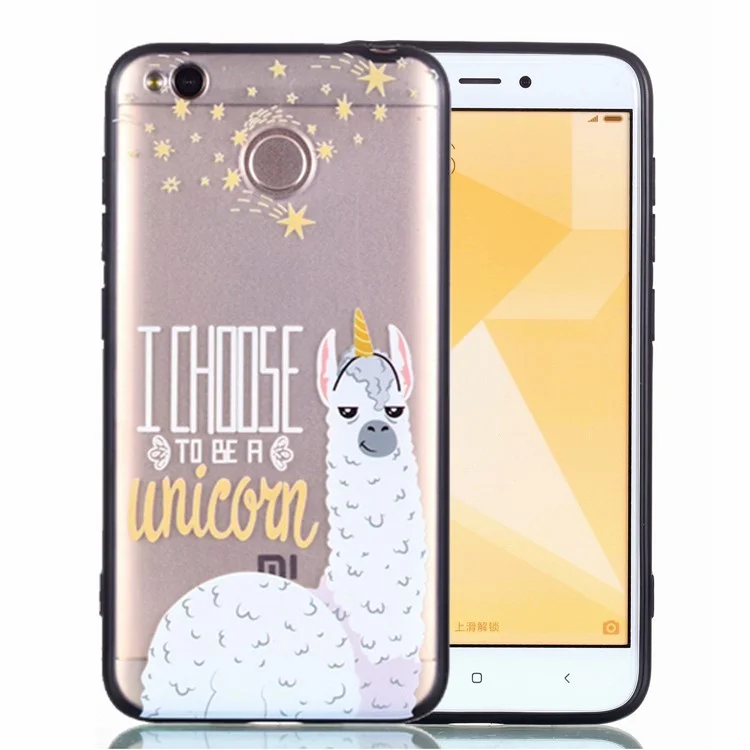 Embossment Pattern Rubberized TPU + PC Combo Case for Xiaomi Redmi 4X - Unicorn