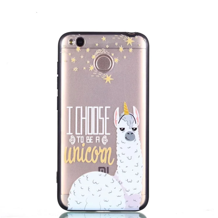 Embossment Pattern Rubberized TPU + PC Combo Case for Xiaomi Redmi 4X - Unicorn