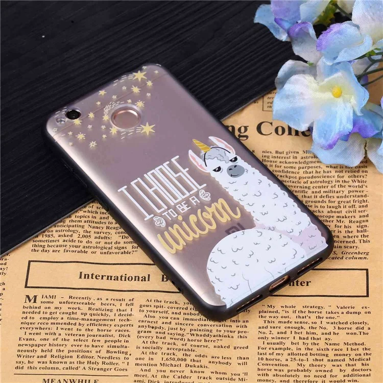 Embossment Pattern Rubberized TPU + PC Combo Case for Xiaomi Redmi 4X - Unicorn