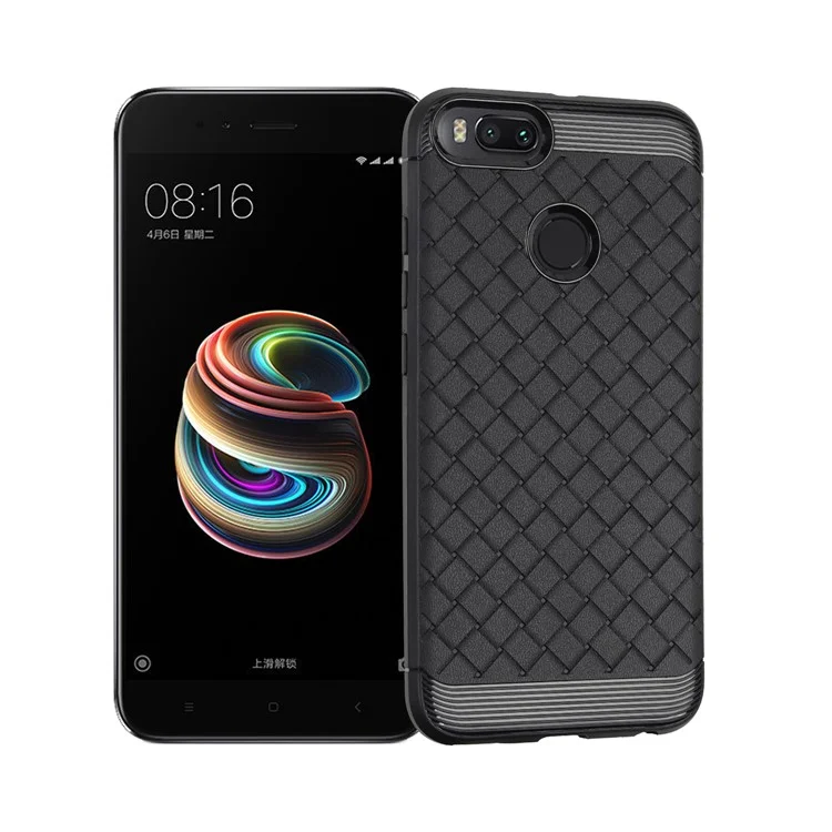 Woven Pattern Flexible TPU Back Phone Case for Xiaomi Mi A1 / Mi 5X  - Black